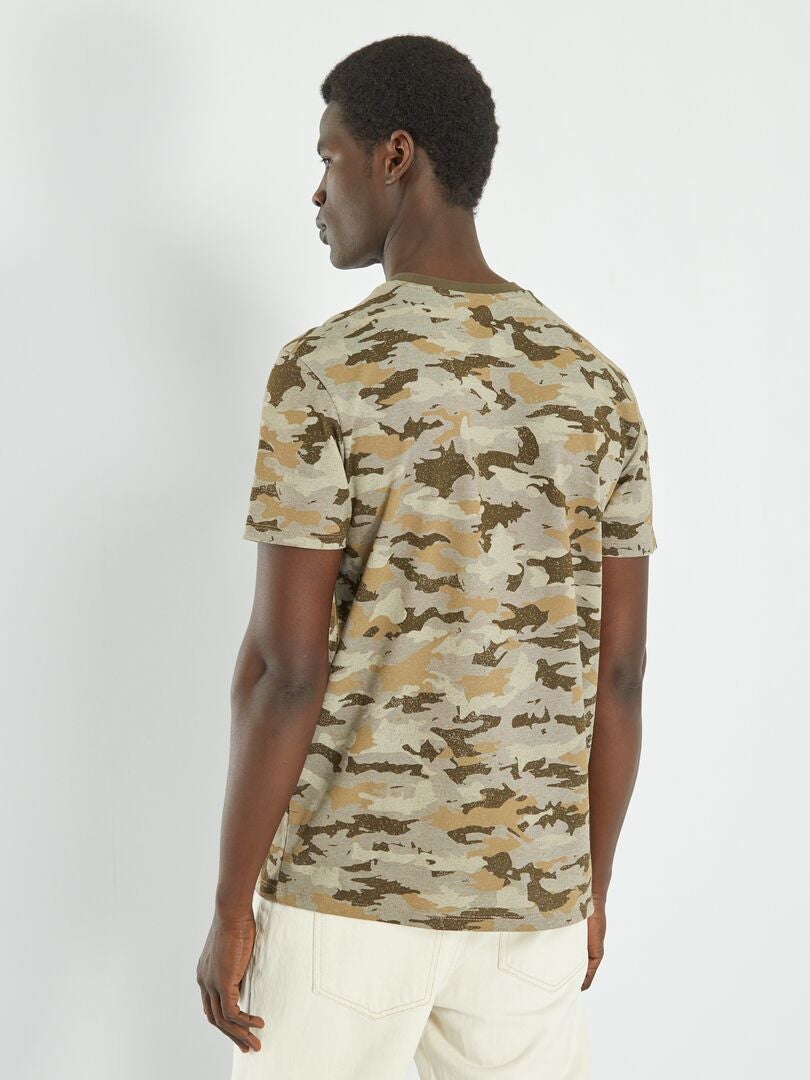 Tee-shirt imprimé camouflage Kaki - Kiabi
