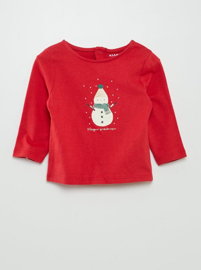 Tee-shirt imprimé de Noël Rouge - Kiabi