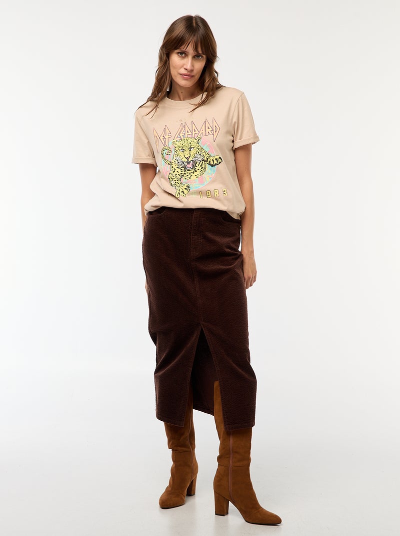 Tee-shirt imprimé 'Def Leppard' Beige - Kiabi