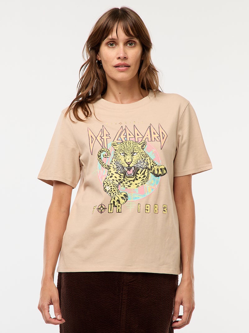 Tee-shirt imprimé 'Def Leppard' Beige - Kiabi