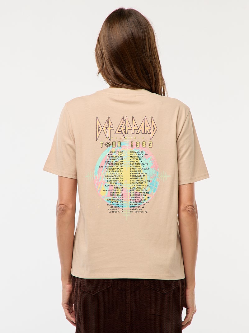 Tee-shirt imprimé 'Def Leppard' Beige - Kiabi