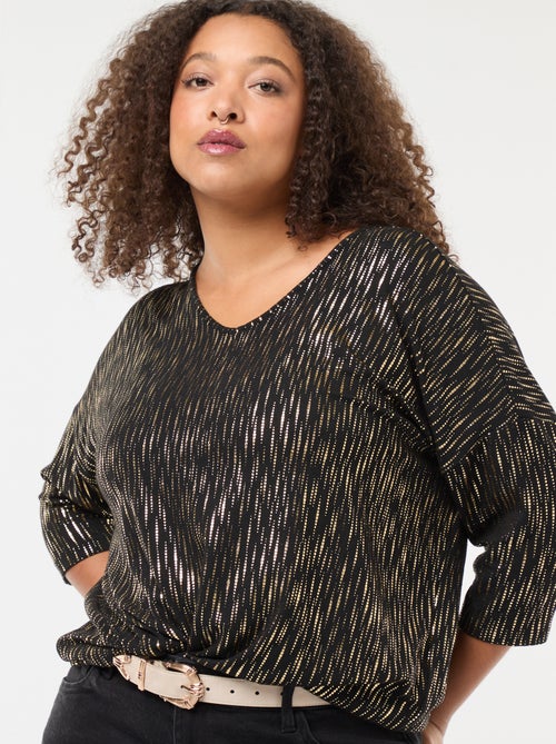 Tee-shirt imprimé doré 'Only Carmakoma' - Kiabi