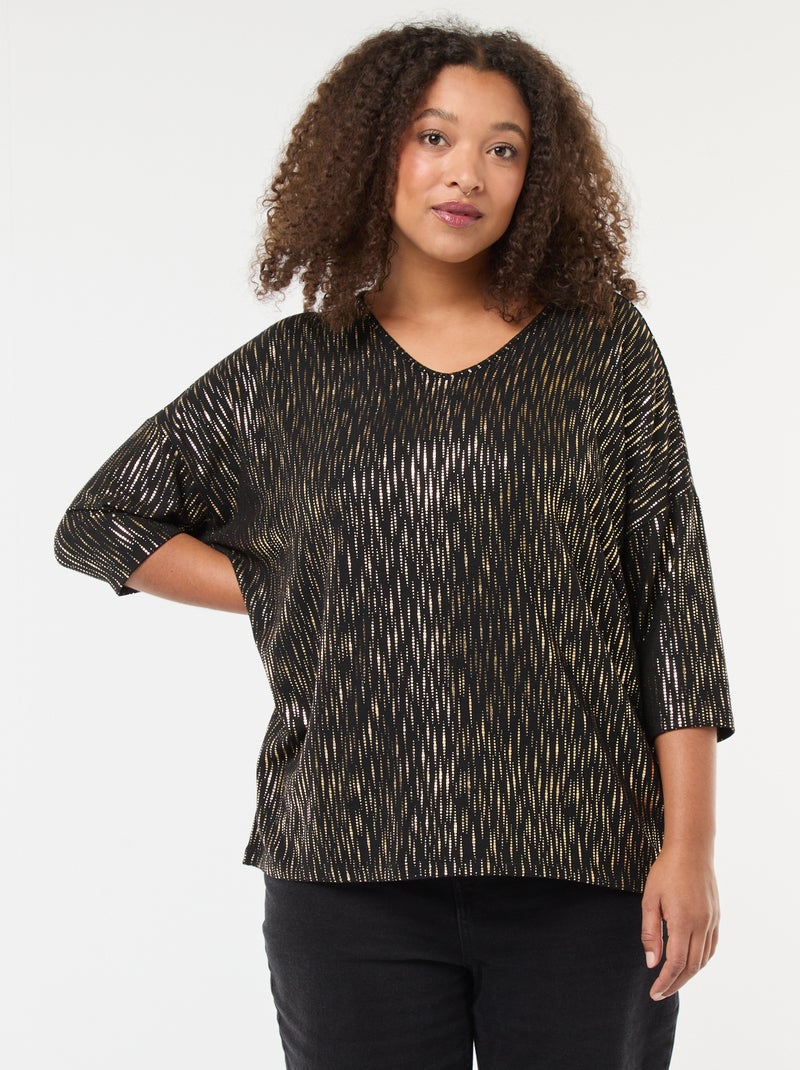 Tee-shirt imprimé doré 'Only Carmakoma' Noir - Kiabi