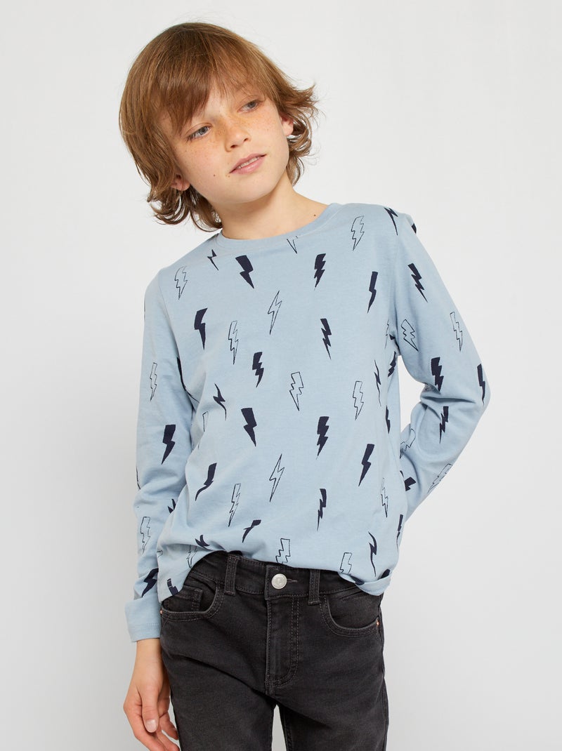 Tee-shirt imprimé 'éclairs' bleu - Kiabi
