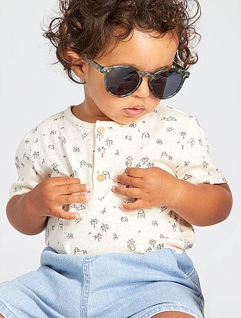 Tee-shirt imprimé en coton ajouré - Kiabi