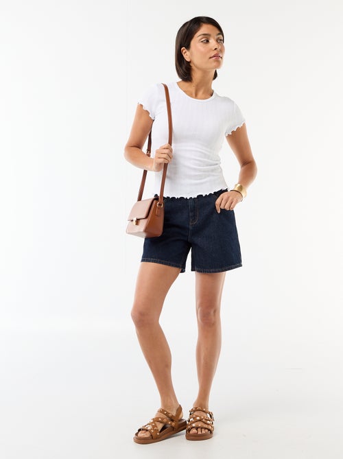 Tee-shirt imprimé en maille pointelle - Kiabi