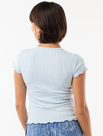 Tee-shirt imprimé en maille pointelle