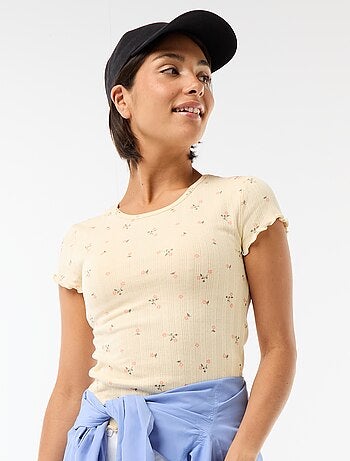 Tee-shirt imprimé en maille pointelle