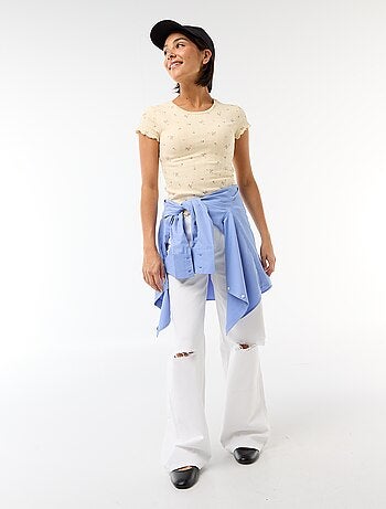 Tee-shirt imprimé en maille pointelle