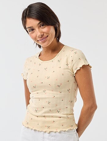 Tee-shirt imprimé en maille pointelle