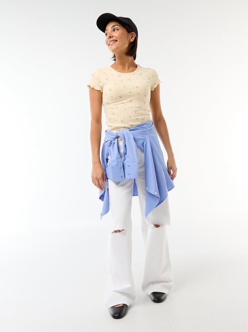 Tee-shirt imprimé en maille pointelle - Kiabi