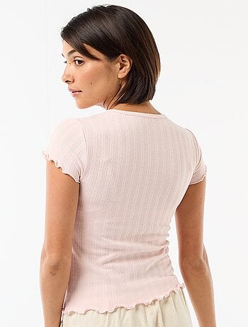 Tee-shirt imprimé en maille pointelle