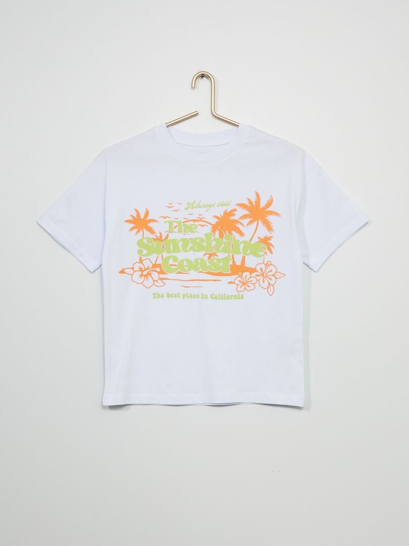 Tee-shirt imprimé esprit Hawai blanc - Kiabi