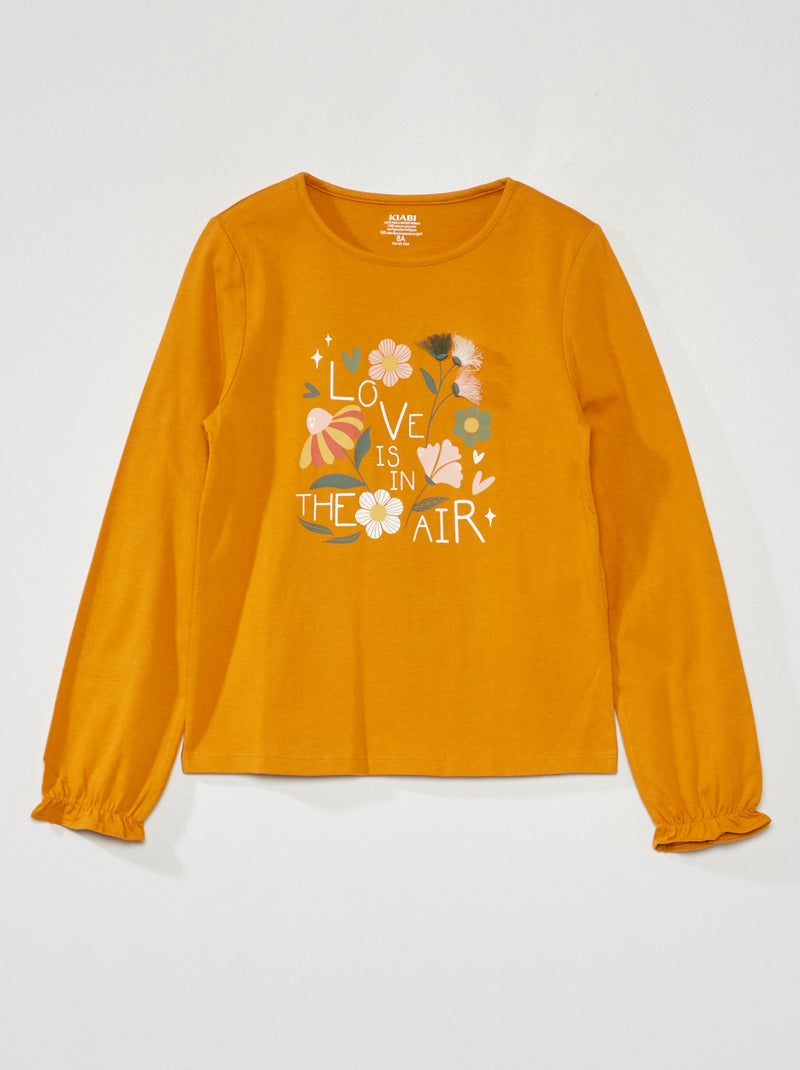 Tee-shirt imprimé et manches ballon Jaune - Kiabi