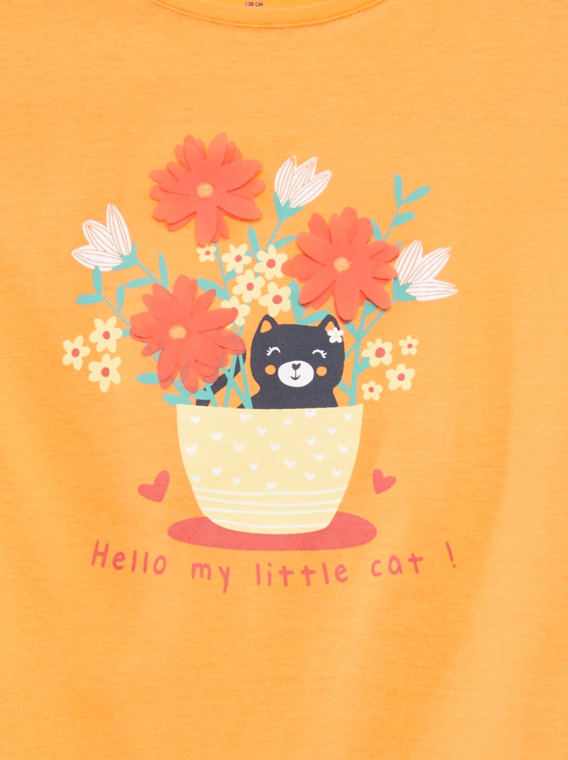 Tee-shirt imprimé fantaisie Orange - Kiabi