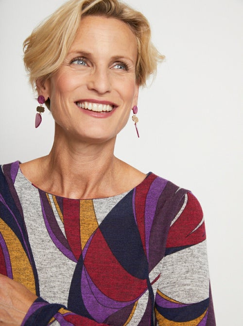 Tee-shirt imprimé graphique manches longues - Kiabi