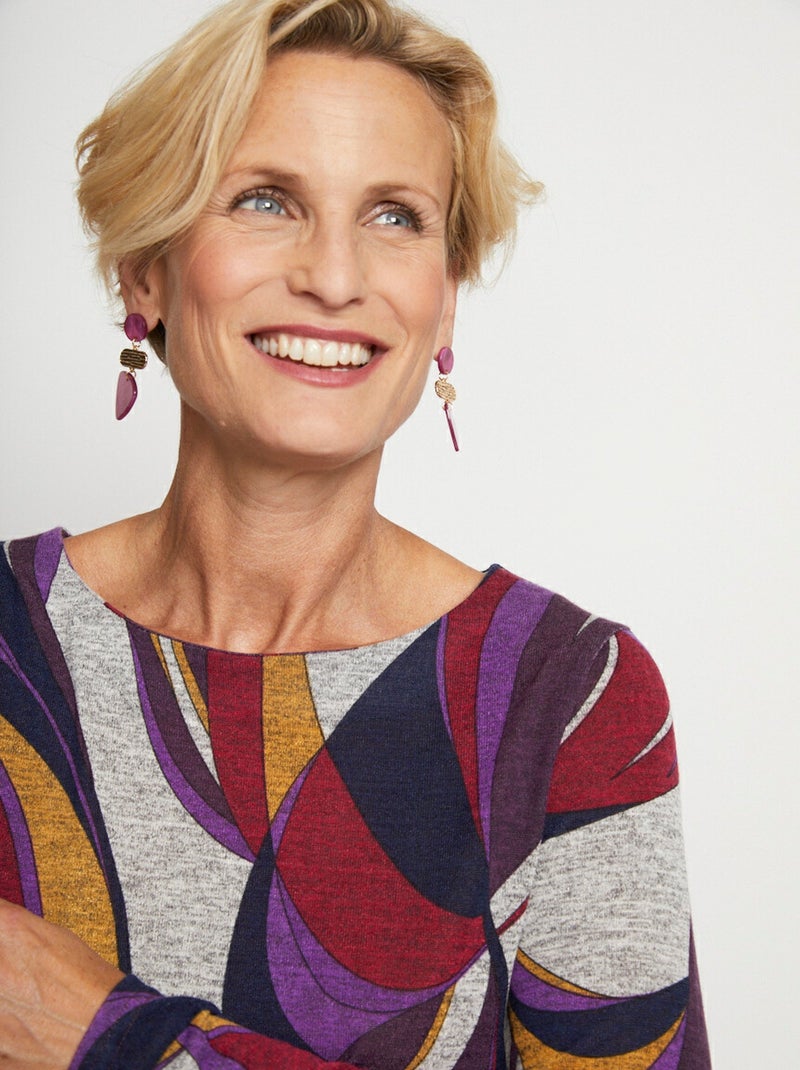 Tee-shirt imprimé graphique manches longues Violet - Kiabi