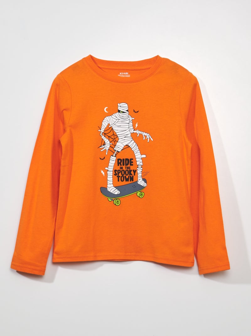 Tee-shirt imprimé 'halloween' ORANGE - Kiabi
