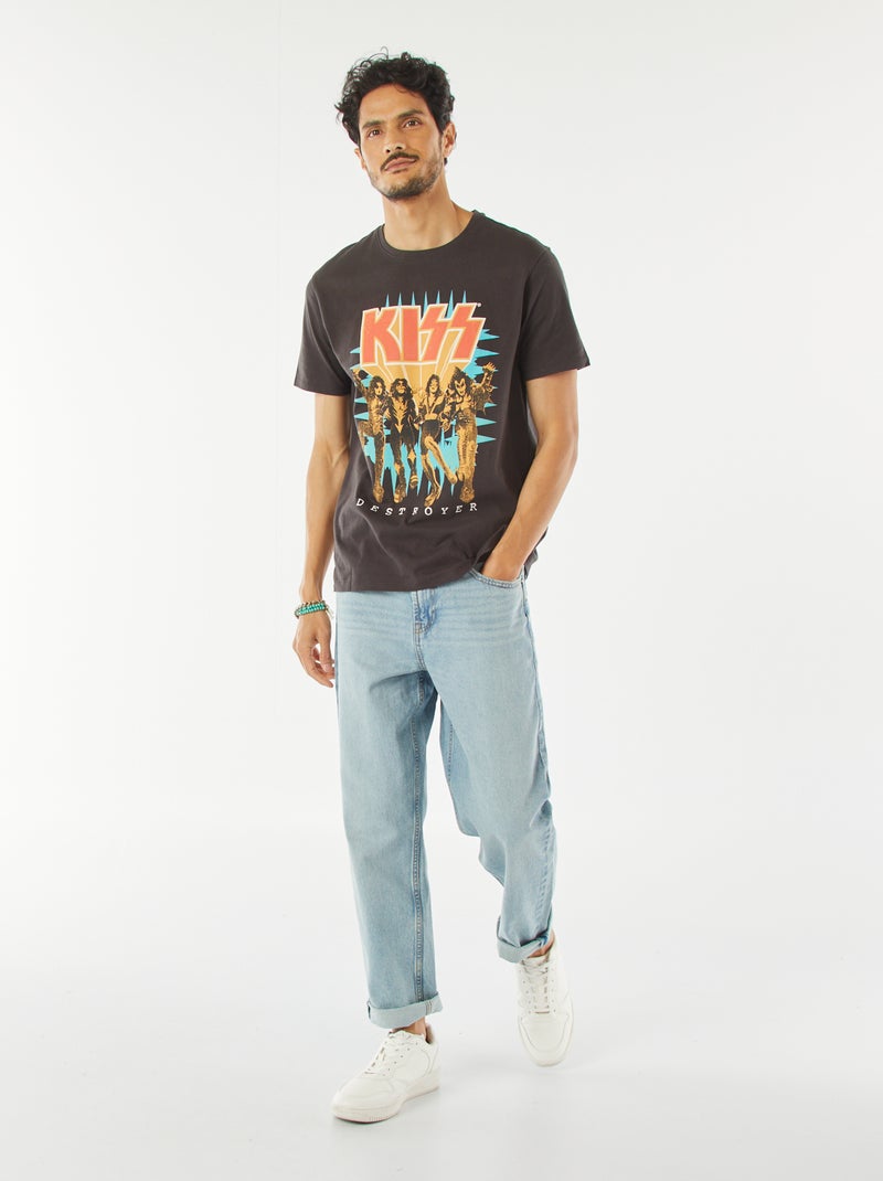 Tee-shirt imprimé 'KISS' NOIR - Kiabi