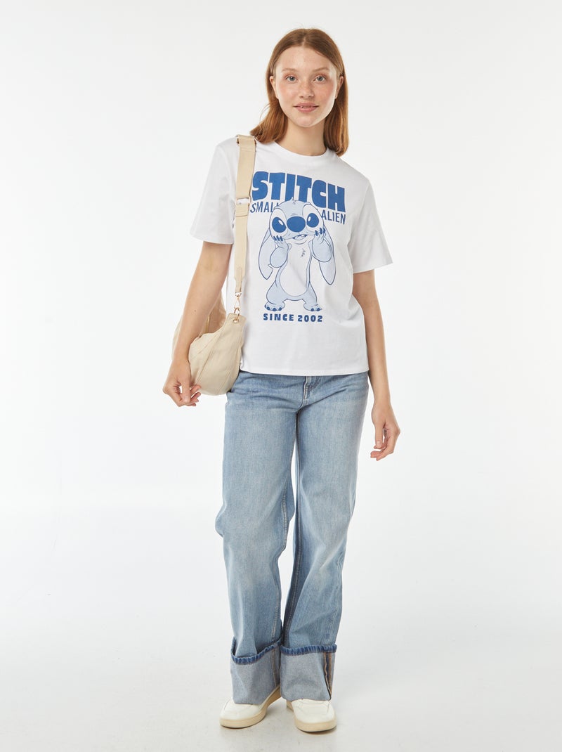 Tee-shirt imprimé 'Lilo & Stitch' 'Disney' manches courtes Blanc - Kiabi