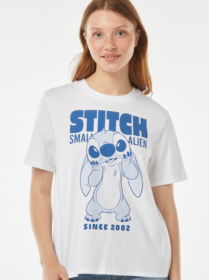Tee-shirt imprimé 'Lilo & Stitch' 'Disney' manches courtes Blanc - Kiabi