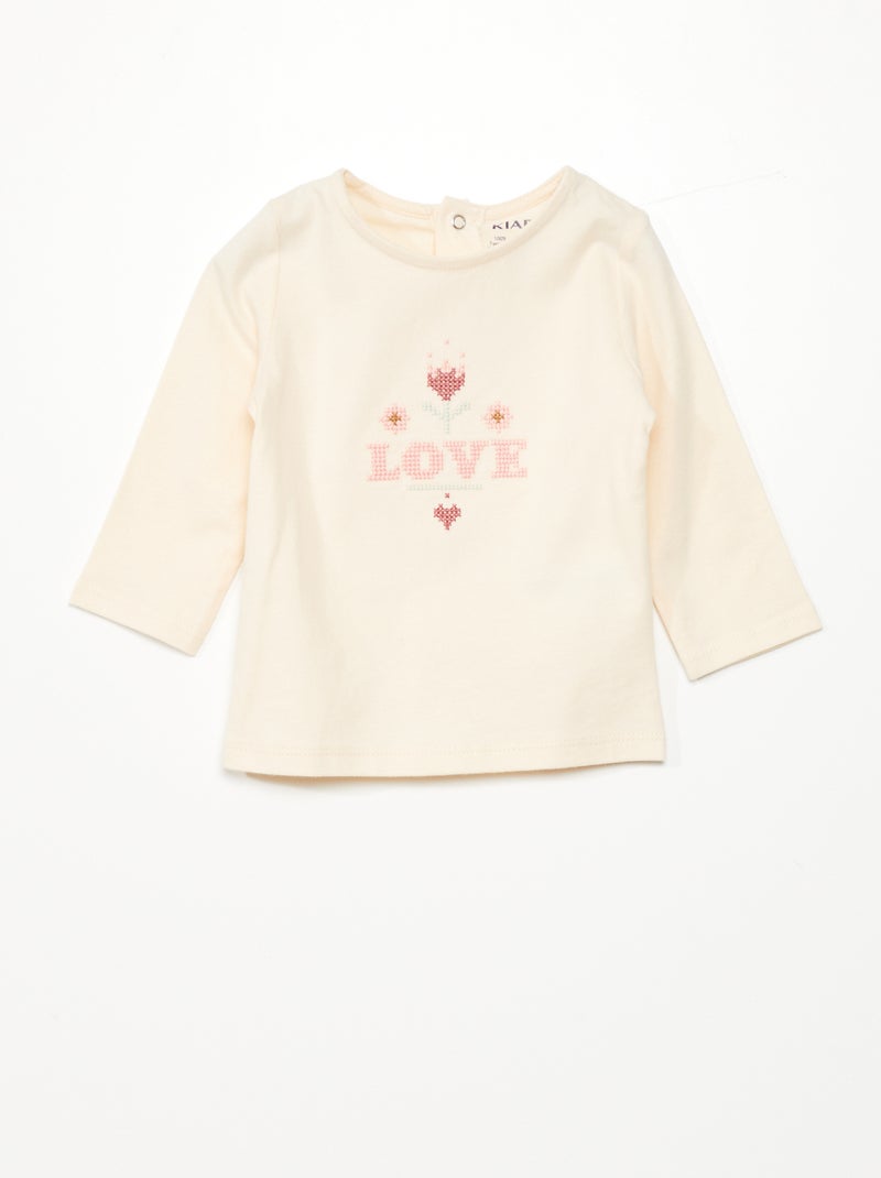 Tee-shirt imprimé 'love' Beige - Kiabi