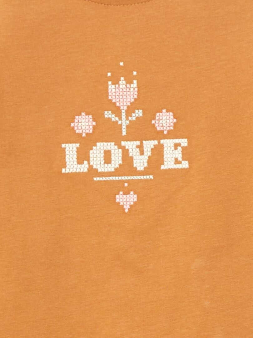 Tee-shirt imprimé 'love' Marron - Kiabi