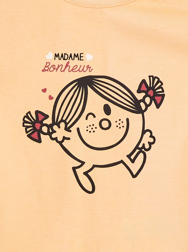 Tee-shirt imprimé 'Madame Bonheur' Orange - Kiabi