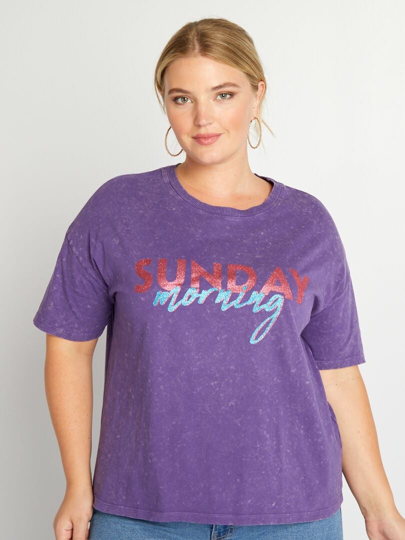T-shirt Huf Manches Courtes - Couleur Violet, Motif Imprimé Au Dos - Taille S Homme - Occasion En Très Bon état