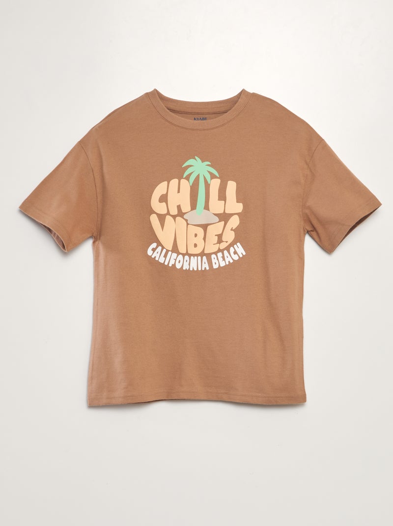 Tee-shirt imprimé Marron - Kiabi