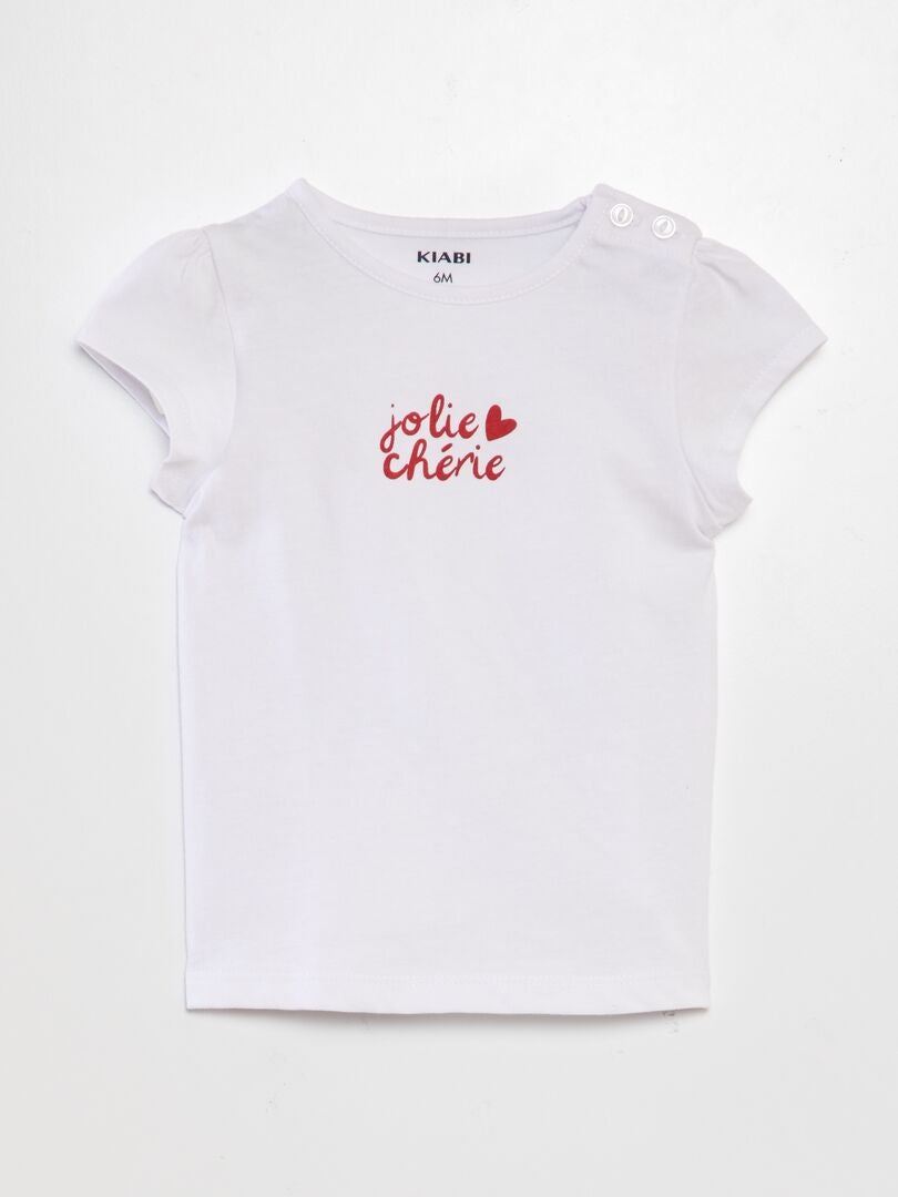 Tee-shirt imprimé message Blanc - Kiabi