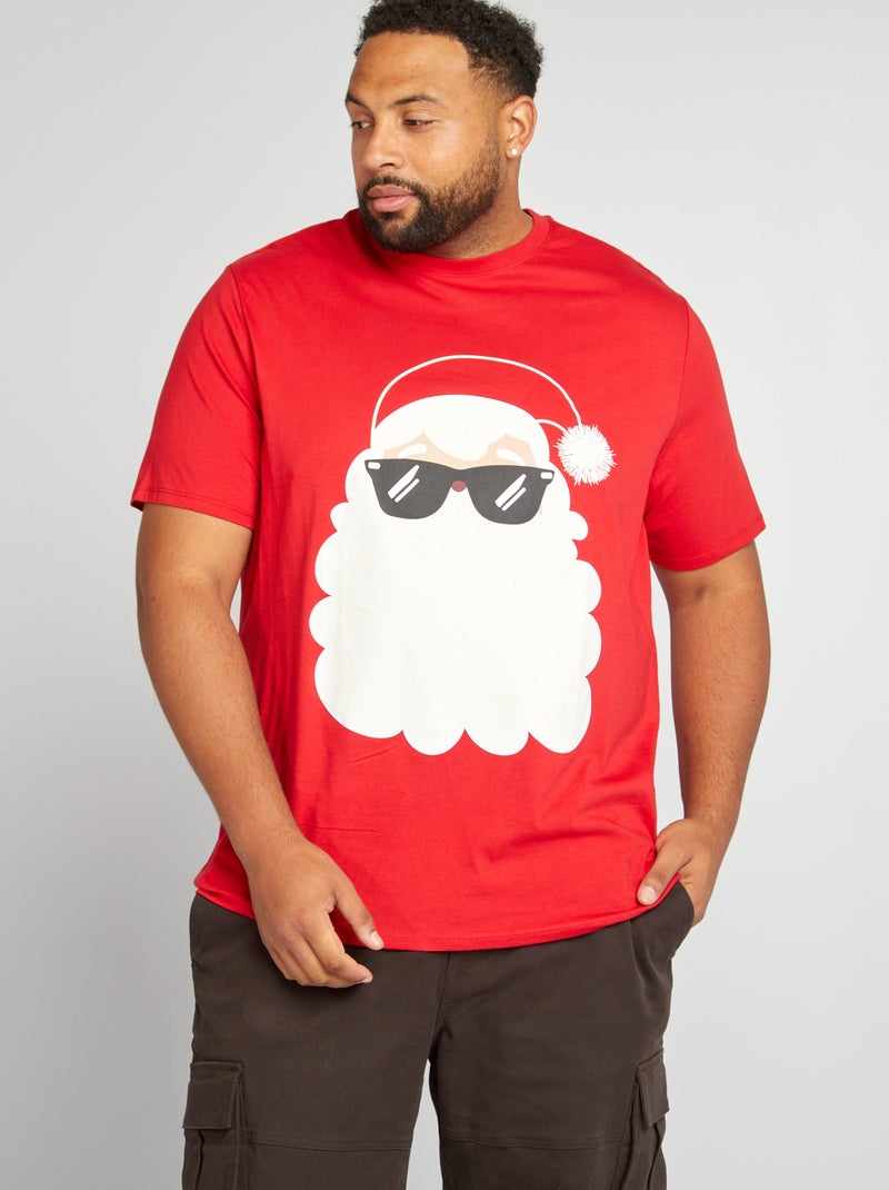 Tee-shirt imprimé 'Noel' Rouge - Kiabi