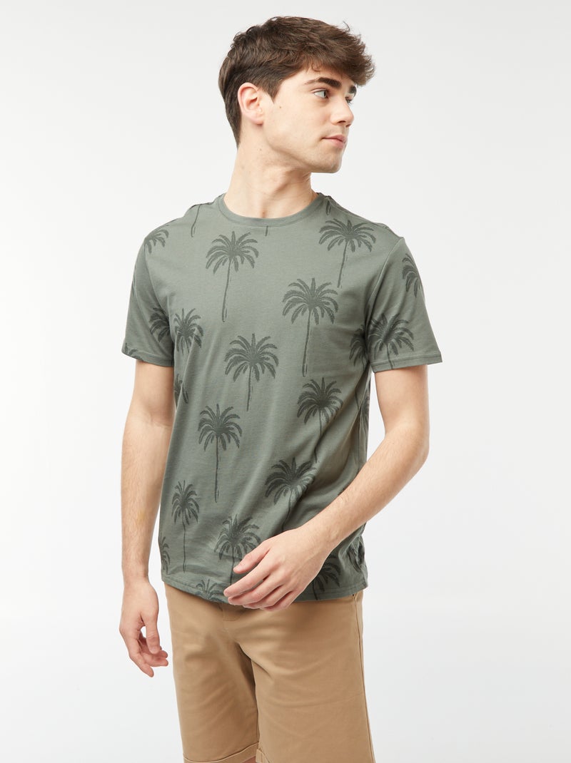 Tee-shirt imprimé palmiers Vert - Kiabi