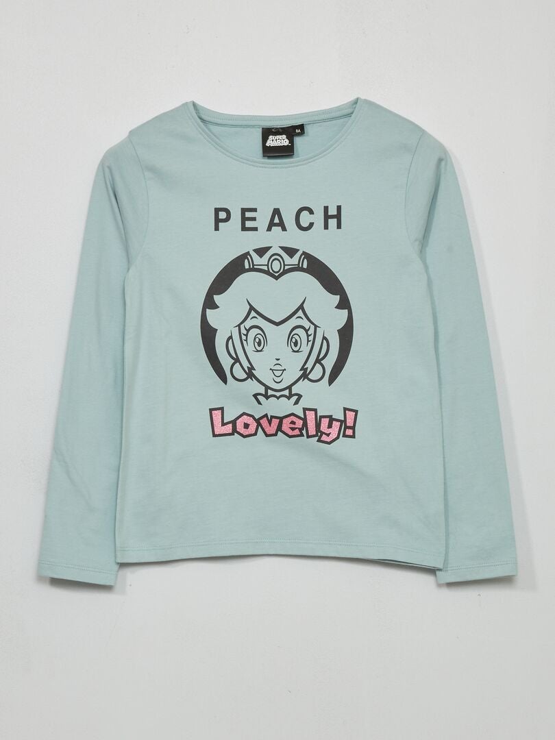 Tee-shirt imprimé 'Peach' Bleu - Kiabi