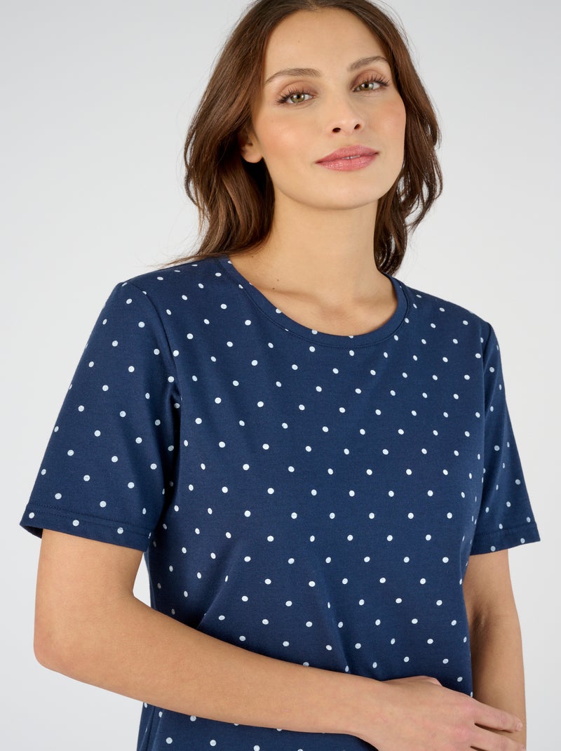 Tee-shirt imprimé pois - Happy D. by Damart Bleu marine - Kiabi