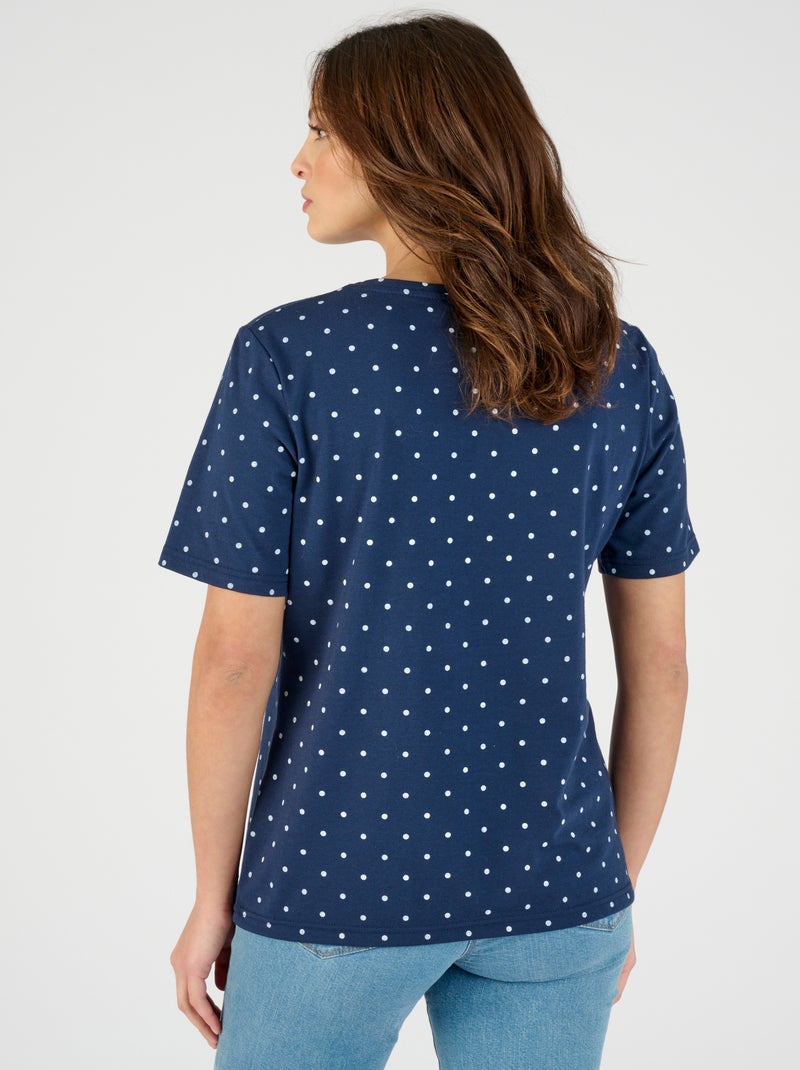 Tee-shirt imprimé pois - Happy D. by Damart Bleu marine - Kiabi