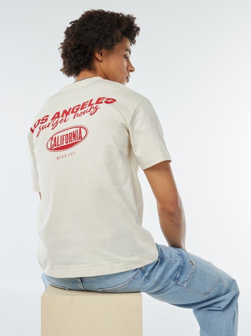 Tee-shirt imprimé poitrine - Kiabi