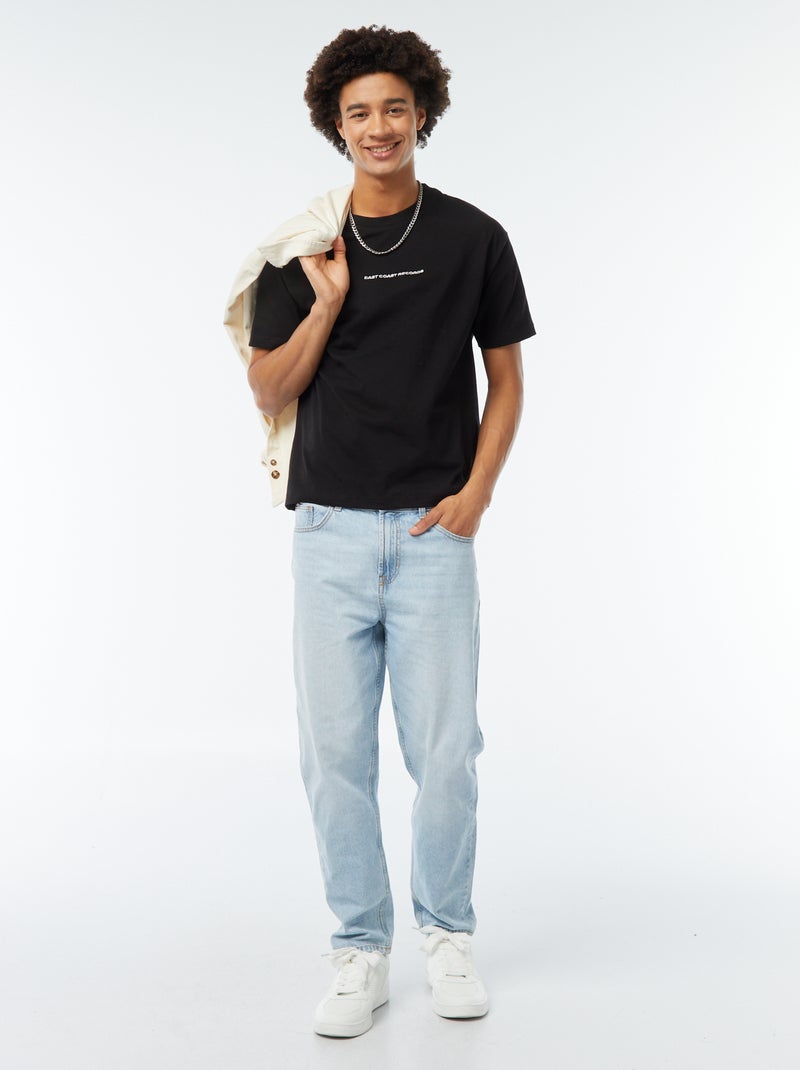 Tee-shirt imprimé poitrine Noir - Kiabi