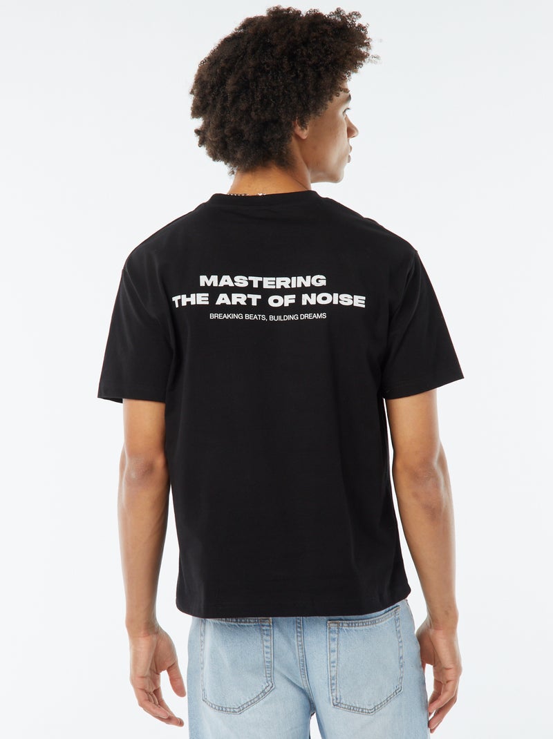 Tee-shirt imprimé poitrine Noir - Kiabi