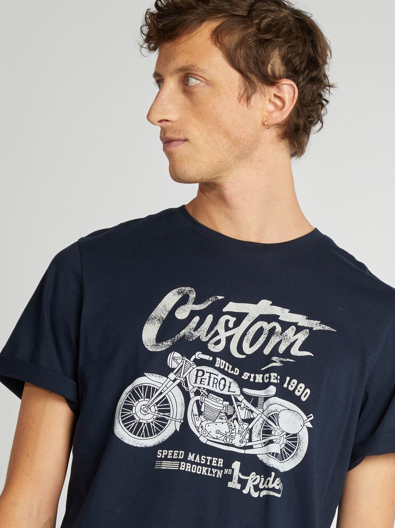 Tee-shirt imprimé 'Produkt' Bleu marine - Kiabi