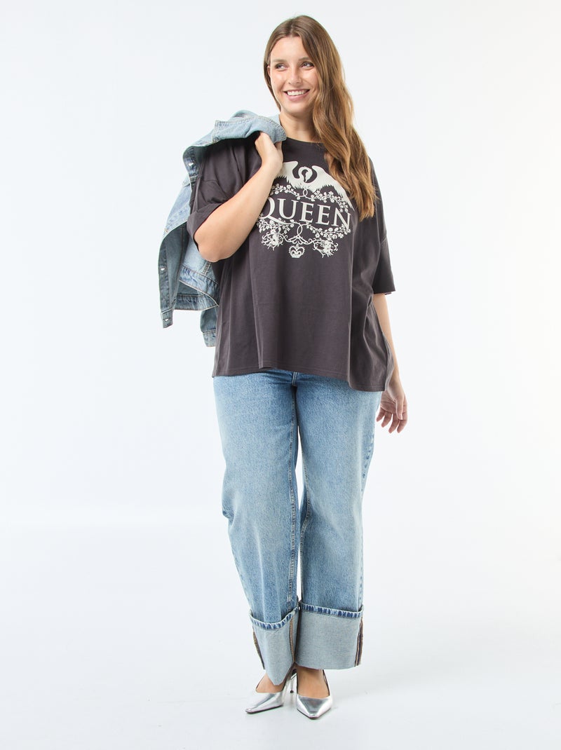 Tee-shirt imprimé 'Queen' Noir - Kiabi