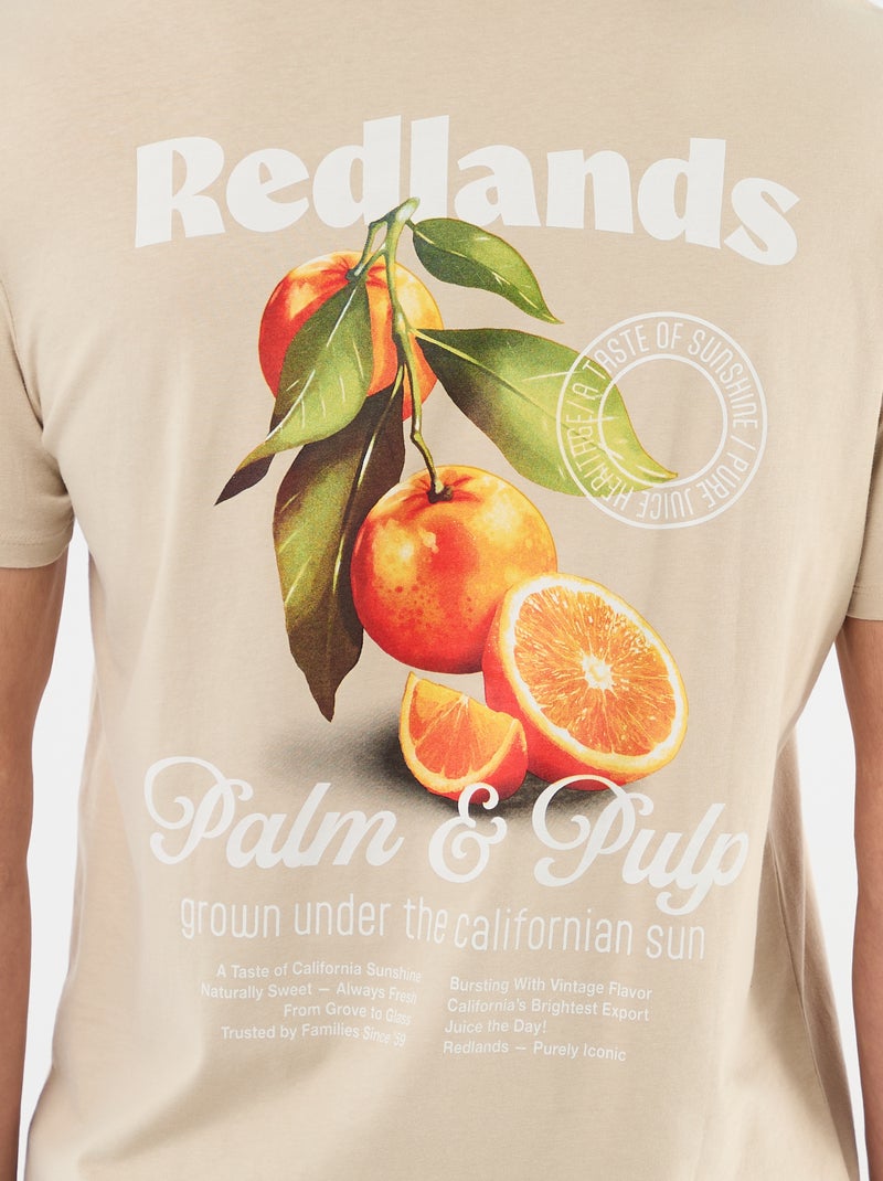 Tee-shirt imprimé recto/verso à manches courtes Beige - Kiabi
