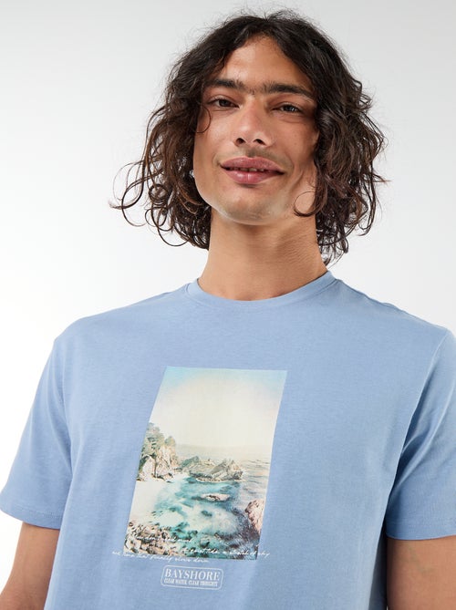 Tee-shirt imprimé recto/verso à manches courtes - Kiabi