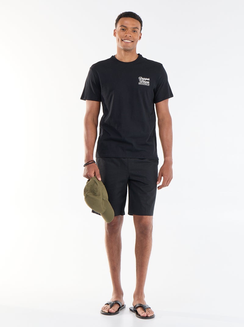 Tee-shirt imprimé recto/verso à manches courtes Noir - Kiabi