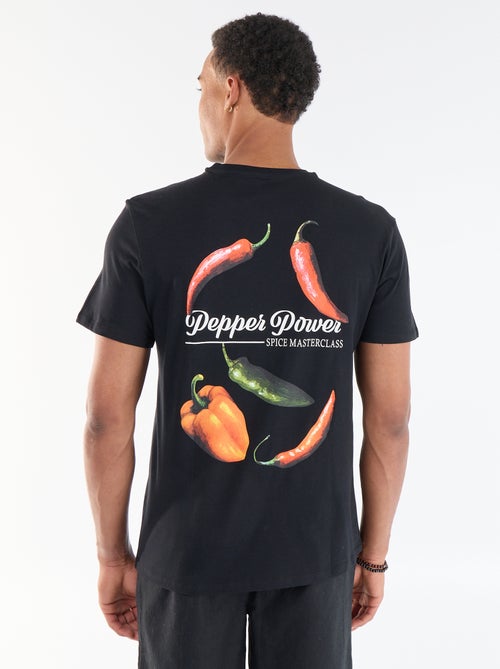 Tee-shirt imprimé recto/verso à manches courtes - Kiabi