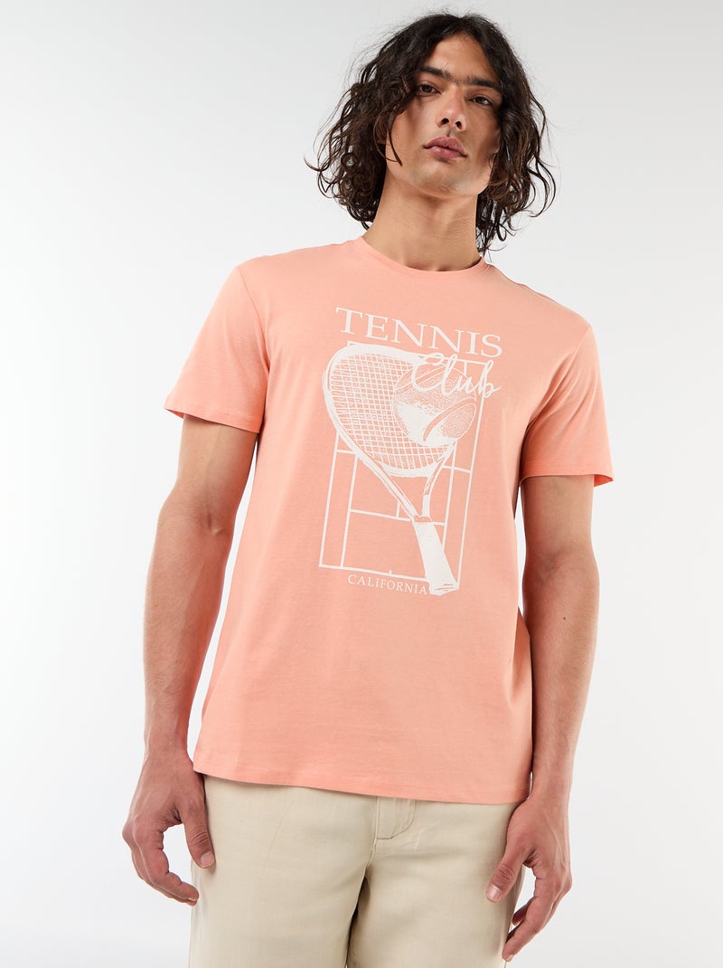 Tee-shirt imprimé recto/verso à manches courtes Orange - Kiabi