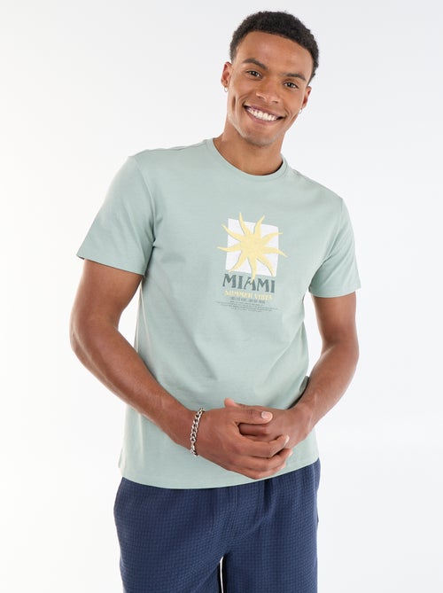 Tee-shirt imprimé recto/verso à manches courtes - Kiabi