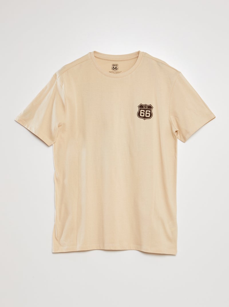 Tee-shirt imprimé 'Route 66' beige - Kiabi