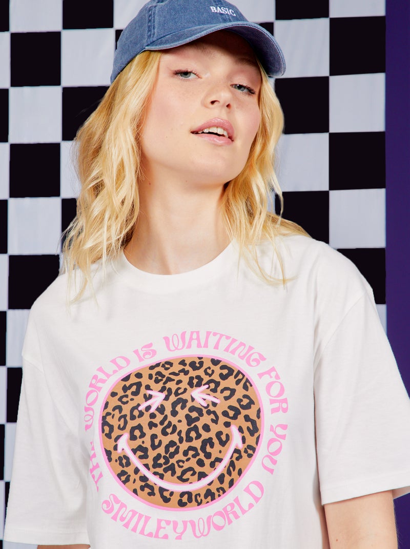 Tee-shirt imprimé 'SmileyWorld' blanc - Kiabi