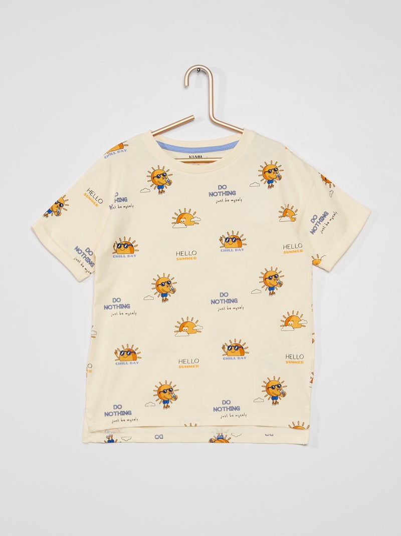 Tee-shirt imprimé 'soleil' Blanc - Kiabi